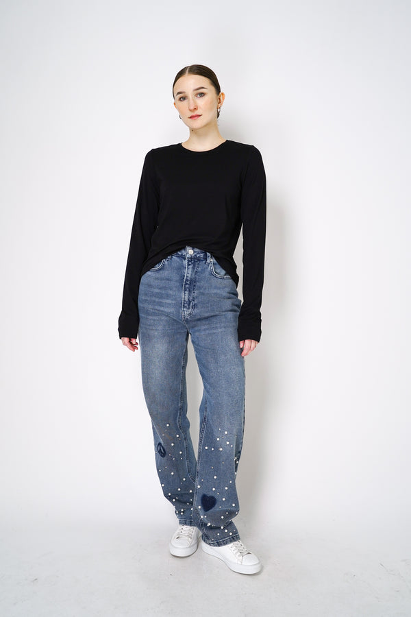Peter O. Mahler Long Sleeve Viscose Jersey Pullover Top in Black Vancouver. Shop Online or in Store.