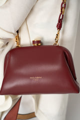 Dolce & Gabbana Mini "Nonna" Hand Bag in Red Wine Plongé Nappa Leather