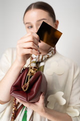 Dolce & Gabbana Mini "Nonna" Hand Bag in Red Wine Plongé Nappa Leather