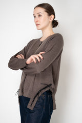 MeiMeiJ Merino Wool Knit Cardigan with Bow Embellished Trims in Taupe Vancouver. Shop Online or in Store.
