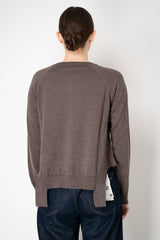 MeiMeiJ Merino Wool Knit Cardigan with Bow Embellished Trims in Taupe Vancouver. Shop Online or in Store.