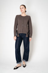 MeiMeiJ Merino Wool Knit Cardigan with Bow Embellished Trims in Taupe Vancouver. Shop Online or in Store.