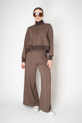 MeiMeiJ Stretch Viscose High Rise Pull-On Trousers in Stone Taupe Vancouver. Shop Online or in Store.