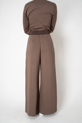 MeiMeiJ Stretch Viscose High Rise Pull-On Trousers in Stone Taupe Vancouver. Shop Online or in Store.