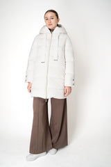 Herno A-line Satin Finish Hooded Coat in White Vancouver. Shop Online or in Store.