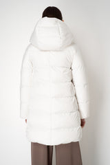 Herno A-line Satin Finish Hooded Coat in White Vancouver. Shop Online or in Store.