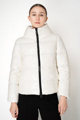 Herno Gloss Puffer Cropped Jacket in White Vancouver. Shop Online or in Store.