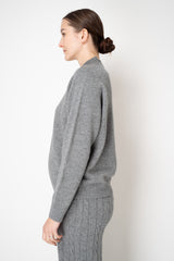 Peserico Wool Cashmere High Neck Lurex Knit Pullover in Grey Vancouver. Shop Online or in Store.