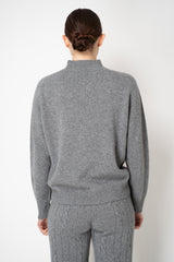 Peserico Wool Cashmere High Neck Lurex Knit Pullover in Grey Vancouver. Shop Online or in Store.