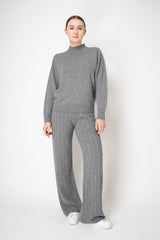 Peserico Wool Cashmere High Neck Lurex Knit Pullover in Grey Vancouver. Shop Online or in Store.