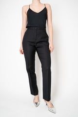Fabiana Filippi Tapered Leg Flannel Trousers With Filo Diamante Loop in Black