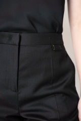 Fabiana Filippi Tapered Leg Flannel Trousers With Filo Diamante Loop in Black
