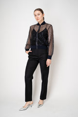 Fabiana Filippi Tapered Leg Flannel Trousers With Filo Diamante Loop in Black