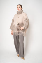 Herno Wool Cashmere Poncho Jacket in Rose Taupe Vancouver. Shop Online or in Store.