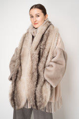 Herno Faux Fur Brushed Maxi Scarf in Taupe Vancouver. Shop Online or in Store.
