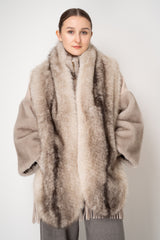 Herno Faux Fur Brushed Maxi Scarf in Taupe Vancouver. Shop Online or in Store.