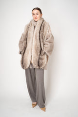 Herno Faux Fur Brushed Maxi Scarf in Taupe Vancouver. Shop Online or in Store.
