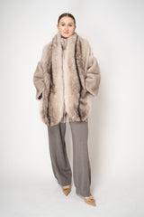 Herno Faux Fur Brushed Maxi Scarf in Taupe Vancouver. Shop Online or in Store.