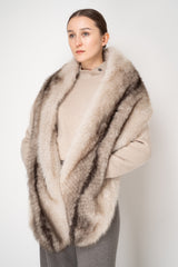 Herno Faux Fur Brushed Maxi Scarf in Taupe Vancouver. Shop Online or in Store.