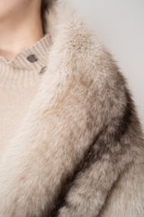 Herno Faux Fur Brushed Maxi Scarf in Taupe Vancouver. Shop Online or in Store.