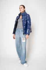 Herno Gloss Puffer Cropped Jacket in Blue Vancouver. Shop Online or in Store.