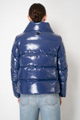 Herno Gloss Puffer Cropped Jacket in Blue Vancouver. Shop Online or in Store.