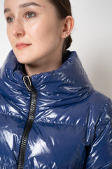 Herno Gloss Puffer Cropped Jacket in Blue Vancouver. Shop Online or in Store.
