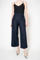 D. Exterior Straight Leg Cropped Flannel Pants in Navy