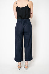 D. Exterior Straight Leg Cropped Flannel Pants in Navy