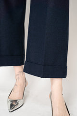 D. Exterior Straight Leg Cropped Flannel Pants in Navy