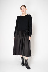 MeiMeiJ Merino Wool Knit Layered Dress with Bow Embellished Trims in Black Vancouver. Shop Online or in Store.