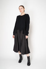 MeiMeiJ Merino Wool Knit Layered Dress with Bow Embellished Trims in Black Vancouver. Shop Online or in Store.
