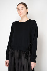 MeiMeiJ Merino Wool Knit Layered Dress with Bow Embellished Trims in Black Vancouver. Shop Online or in Store.