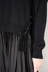 MeiMeiJ Merino Wool Knit Layered Dress with Bow Embellished Trims in Black Vancouver. Shop Online or in Store.