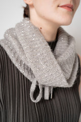 D. Exterior Wool Alpaca Sequined Knit Snood Scarf in Light Grey
