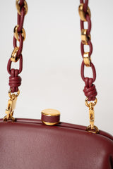 Dolce & Gabbana Mini "Nonna" Hand Bag in Red Wine Plongé Nappa Leather