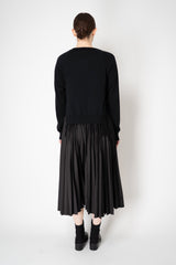 MeiMeiJ Merino Wool Knit Layered Dress with Bow Embellished Trims in Black Vancouver. Shop Online or in Store.
