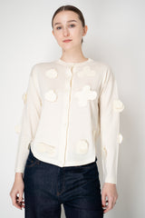 MeiMeiJ Knit Wool Cardigan with Blob Appliqués in White Vancouver. Shop Online or in Store.