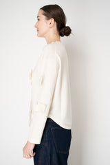 MeiMeiJ Knit Wool Cardigan with Blob Appliqués in White Vancouver. Shop Online or in Store.