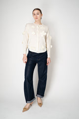 MeiMeiJ Knit Wool Cardigan with Blob Appliqués in White Vancouver. Shop Online or in Store.