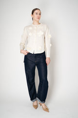 MeiMeiJ Knit Wool Cardigan with Blob Appliqués in White Vancouver. Shop Online or in Store.