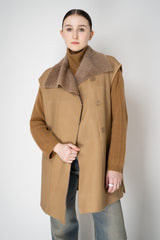 Lorena Antoniazzi Moahir Wool Two Faced Leather Vest in Camel Beige Vancouver. Shop Online or in Store.