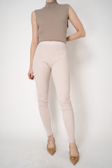Herno Ribbed Knit Slim Fit Leggings in Beige