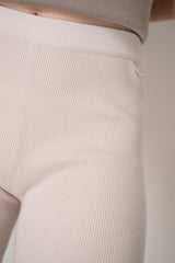 Herno Ribbed Knit Slim Fit Leggings in Beige