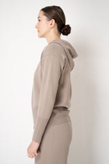 Lorena Antoniazzi Wool Cashmere Knit Hooded Zip Jacket in Taupe