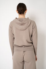 Lorena Antoniazzi Wool Cashmere Knit Hooded Zip Jacket in Taupe