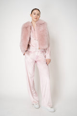 Rag & Bone Miramar Pull-On Velvet Wide Leg Pants in Pink Marble