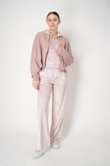 Rag & Bone Miramar Velvet Zip Hoodie in Pink Marble