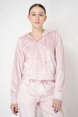 Rag & Bone Miramar Velvet Zip Hoodie in Pink Marble