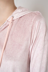 Rag & Bone Miramar Velvet Zip Hoodie in Pink Marble